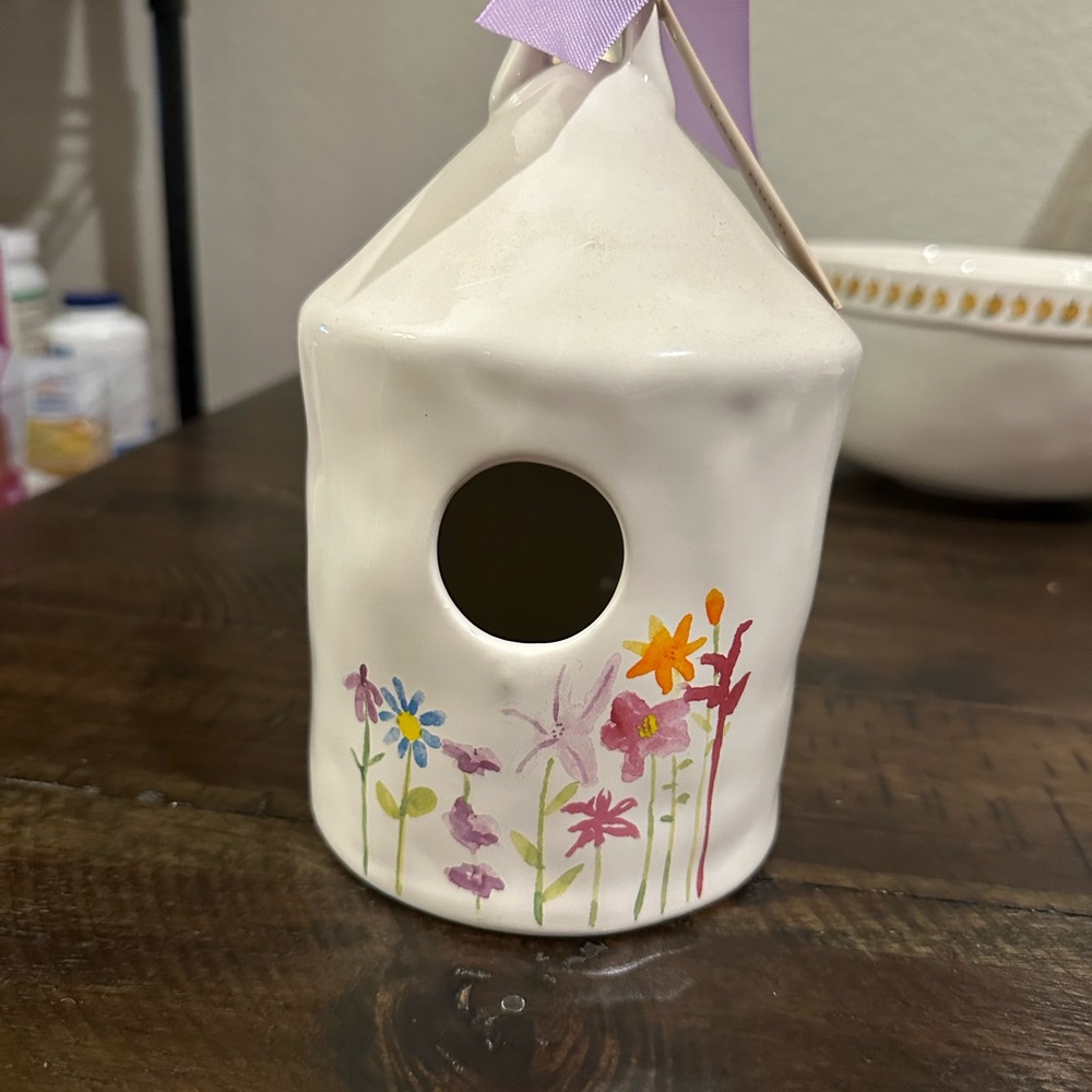 Rae Dunn floral birdhouse